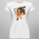 Šteňa s okuliarmi -  dámske tričko s potlačou