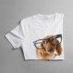 Šteňa s okuliarmi -  dámske tričko s potlačou