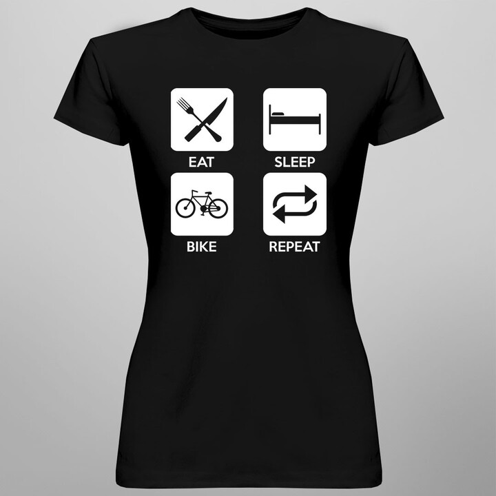 Eat sleep bike repeat -  dámske tričko s potlačou
