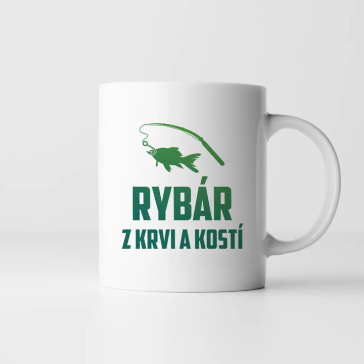 Rybár z krvi a kostí - keramický hrnček s potlačou