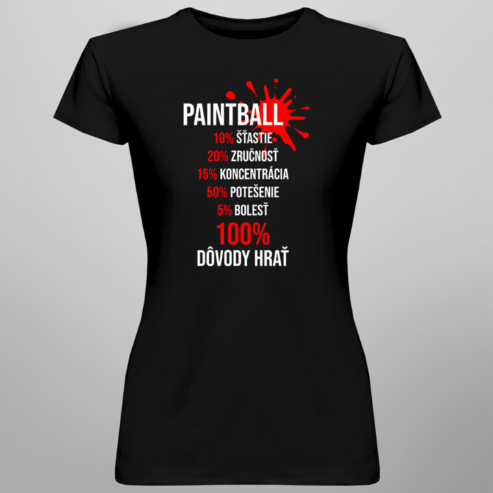 Paintball: 100% dôvody hrať -  dámske tričko s potlačou