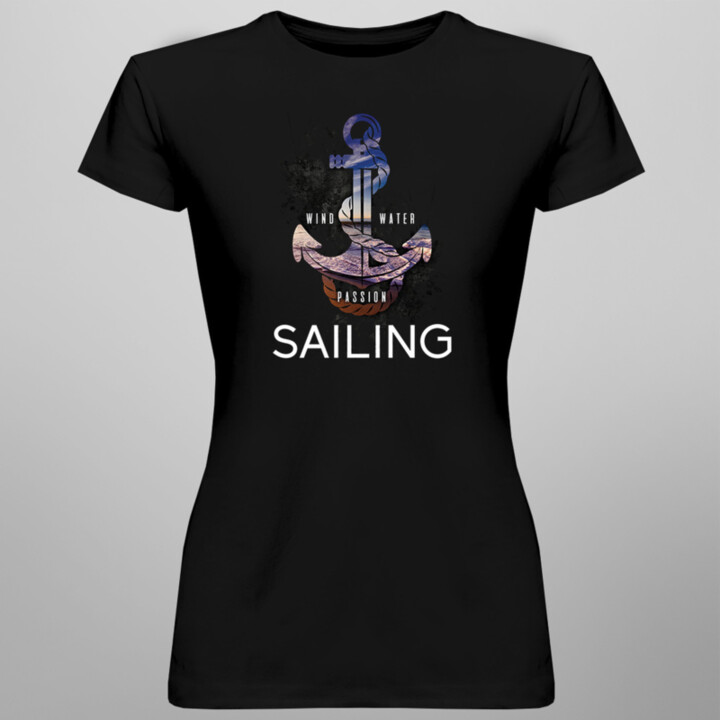 Wind, water, passion, sailing -  dámske tričko s potlačou