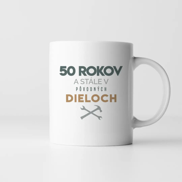 50 rokov a stále v pôvodných dieloch - keramický hrnček s potlačou