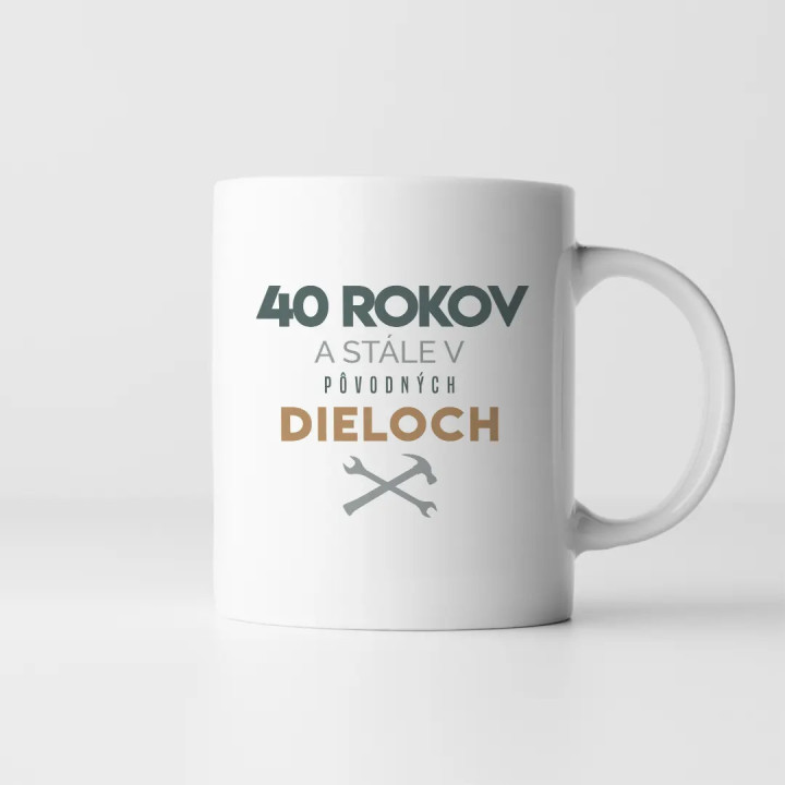 40 rokov a stále v pôvodných dieloch - keramický hrnček s potlačou