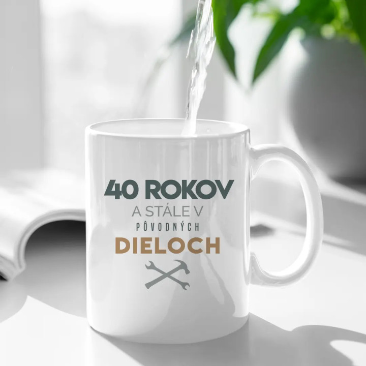 40 rokov a stále v pôvodných dieloch - keramický hrnček s potlačou