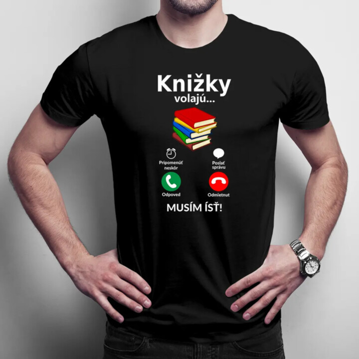 Knižky volajú - musím ísť - Pánske tričko s potlačou