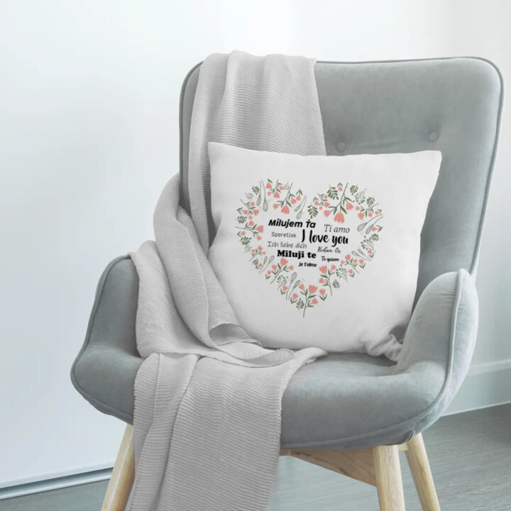 Milujem Ťa v2 - vankúš s potlačou
