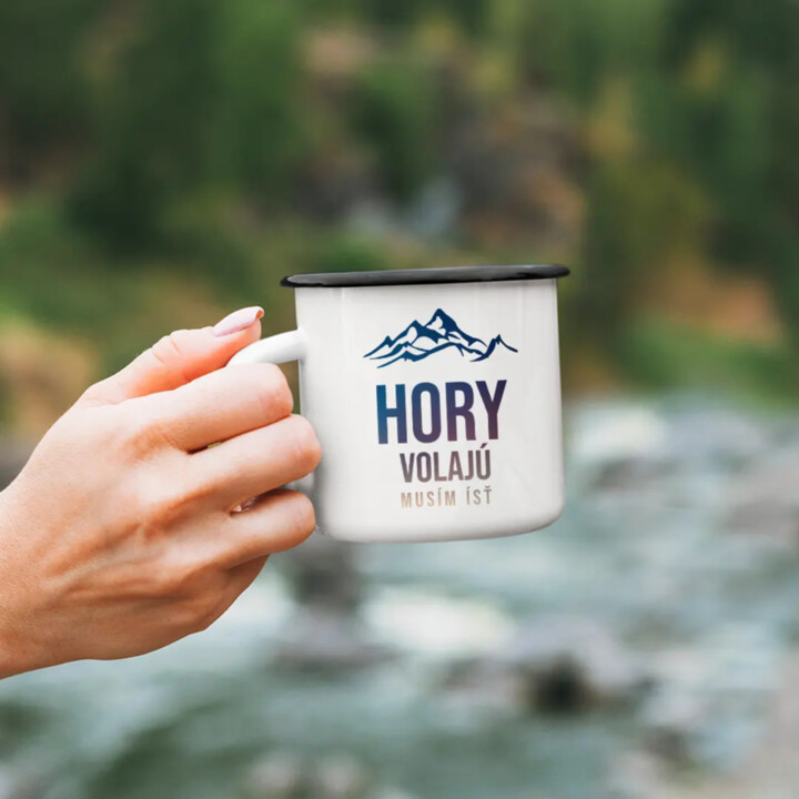 Hory volajú - musím ísť - smaltovaný hrnček s potlačou