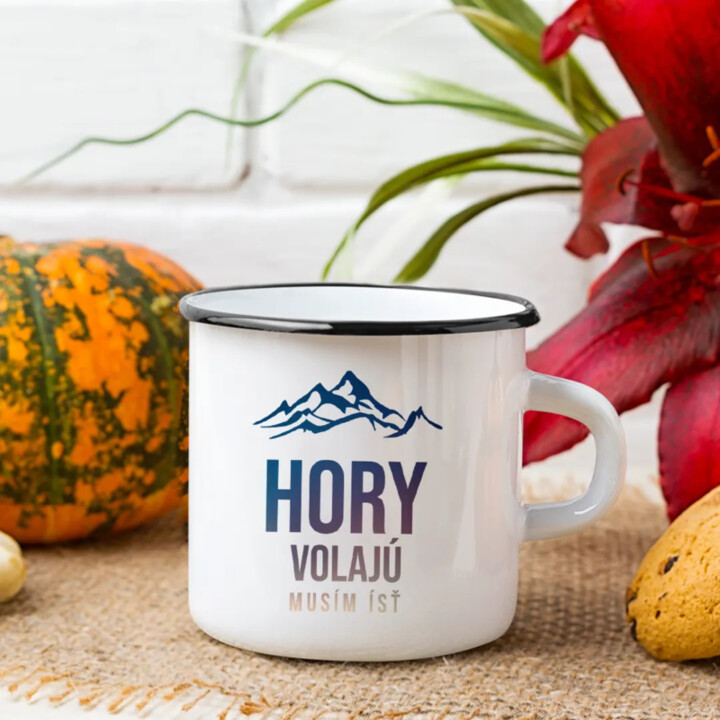Hory volajú - musím ísť - smaltovaný hrnček s potlačou