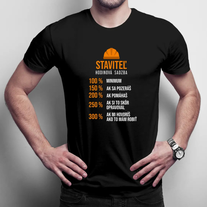 Staviteľ hodinová sadzba - percentá - pánske tričko s potlačou