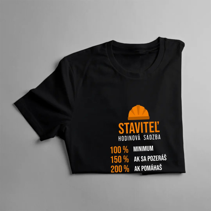 Staviteľ hodinová sadzba - percentá - pánske tričko s potlačou