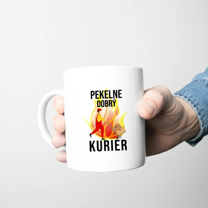 Pekelne dobrý kuriér - keramický hrnček s potlačou