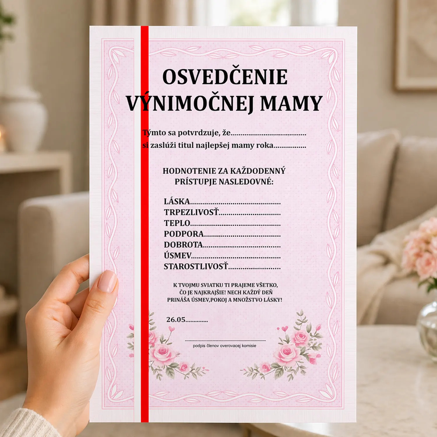 Vysvedčenie výnimočnej maminky – darček pre mamičku - personalizovaný produkt