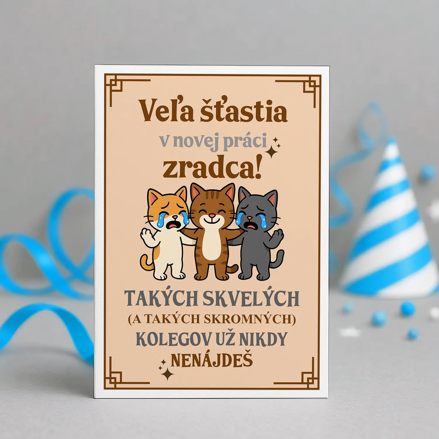 Veľa šťastia v novej práci, zradca - blahoželacia kartička na darček
