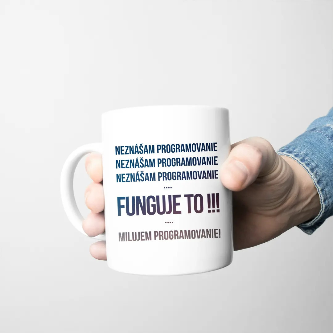 Neznášam programovanie - keramický hrnček s potlačou