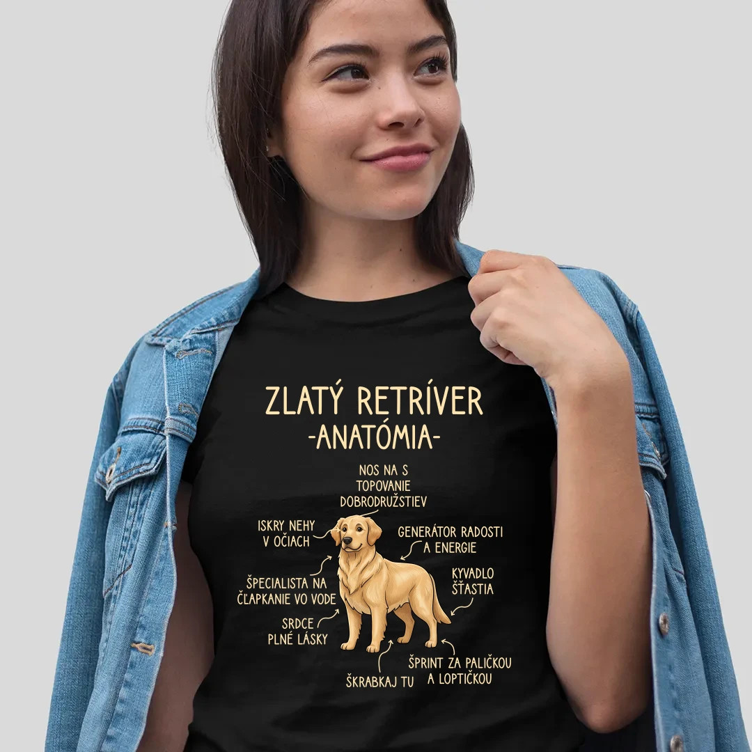Zlatý retríver – anatómia - dámske tričko s potlačou