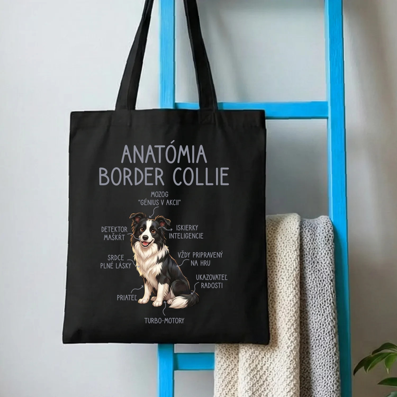 Anatómia border collie - taška s potlačou