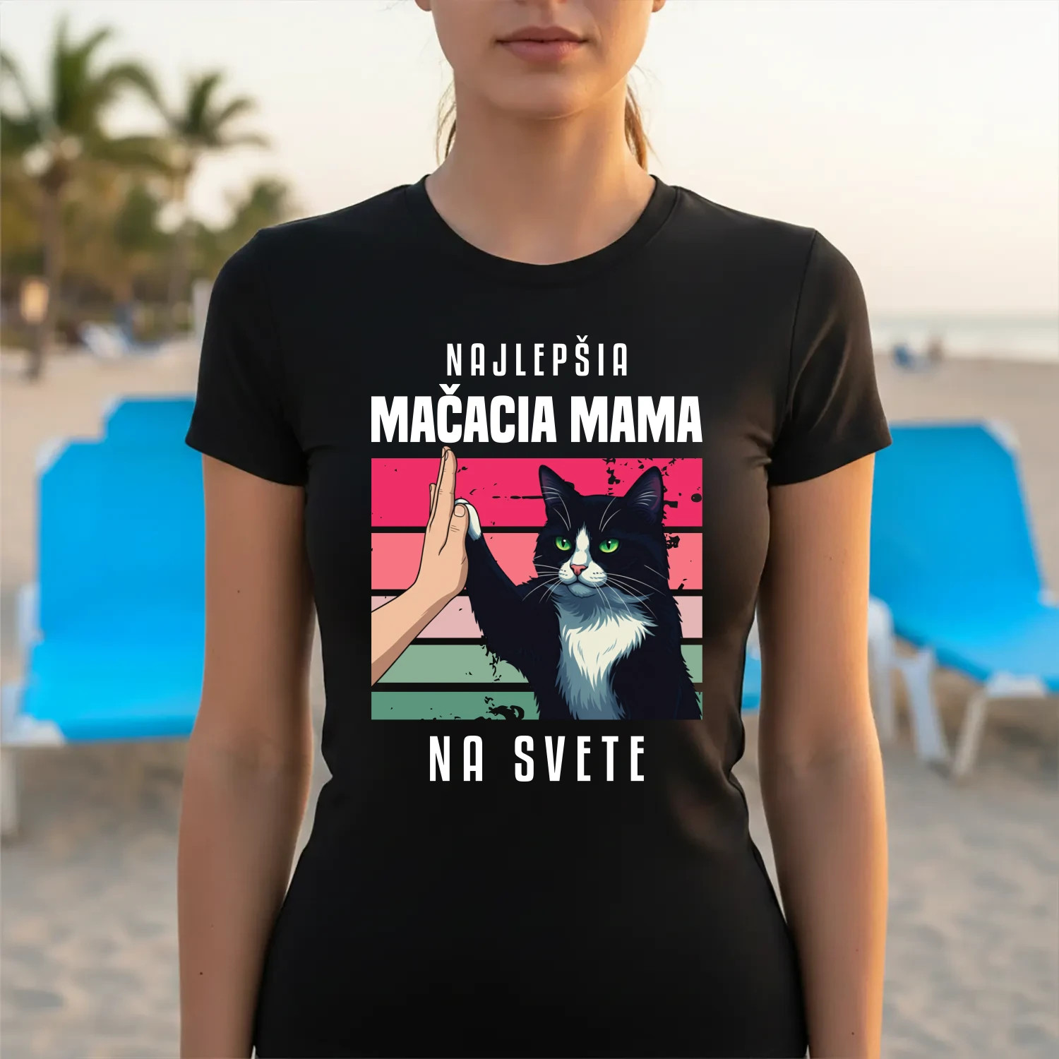 Najlepšia mačacia mama na svete - dámske tričko s potlačou