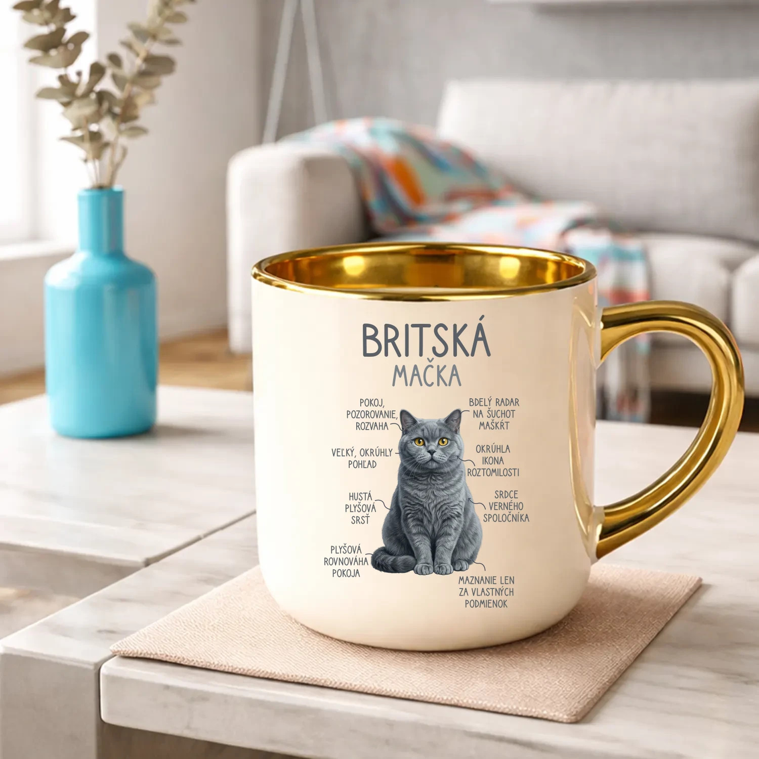 Britská mačka - Anatómia – Elegantný hrnček na darček
