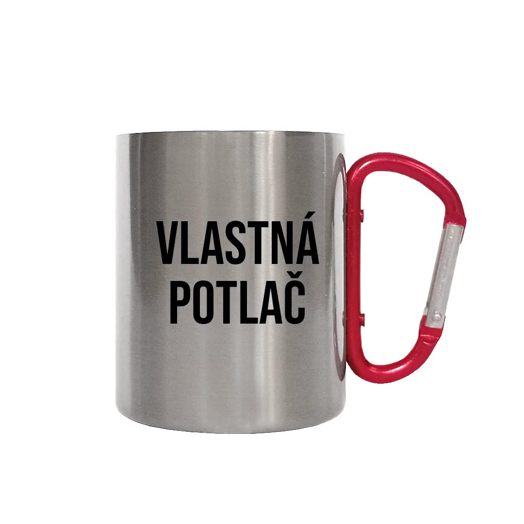 Kovový hrnček s karabínou s vlastnou potlačou