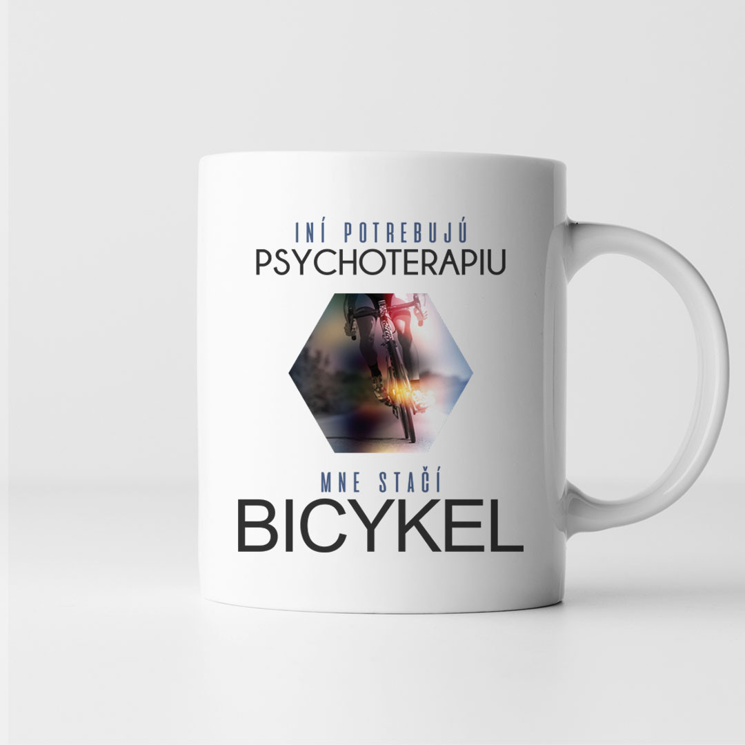 Iní potrebujú psychoterapiu, mne stačí bicykel - keramický hrnček s potlačou
