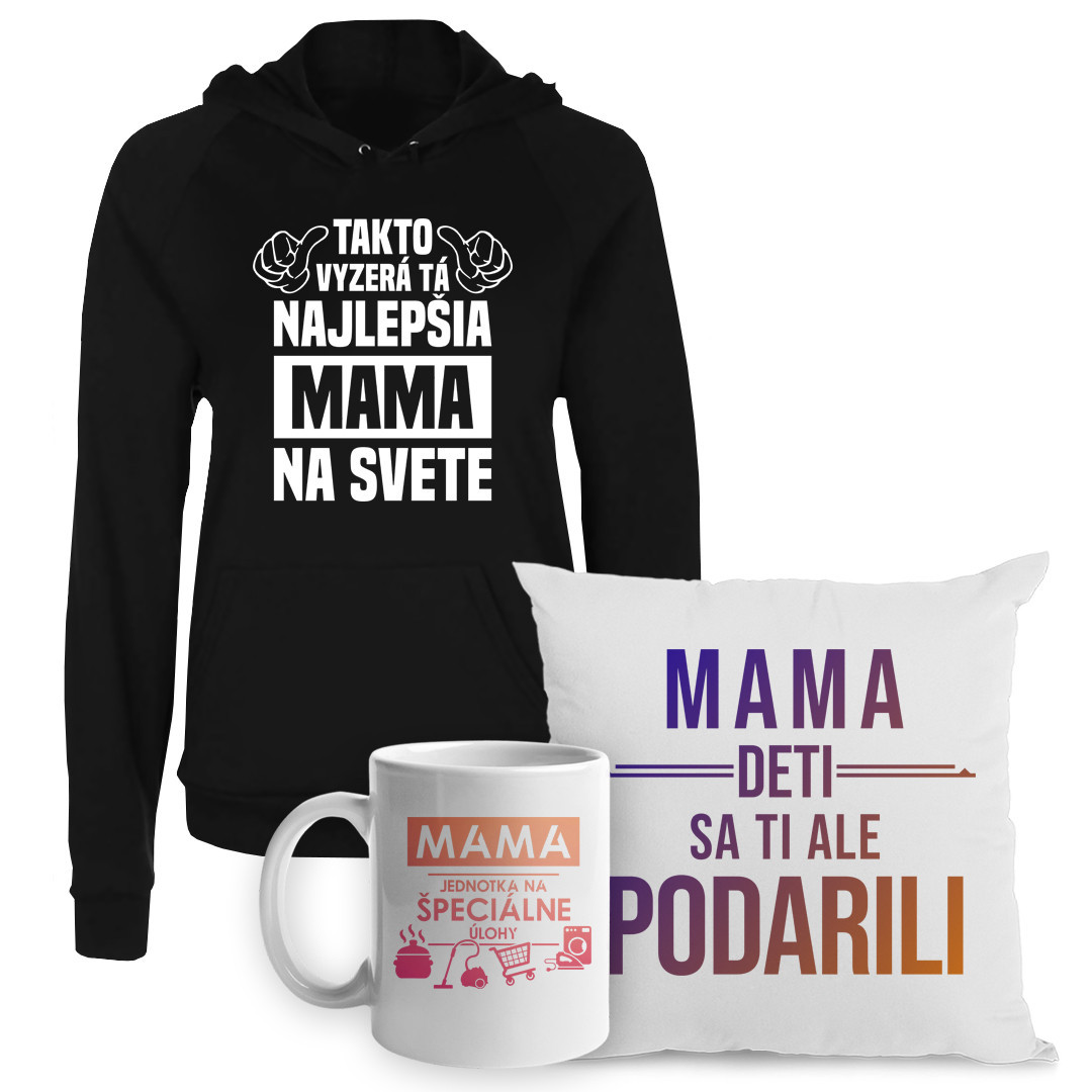 Sada pre mamu - Darčekku dňu matiek - mikina + vankúš + hrnček s potlačou