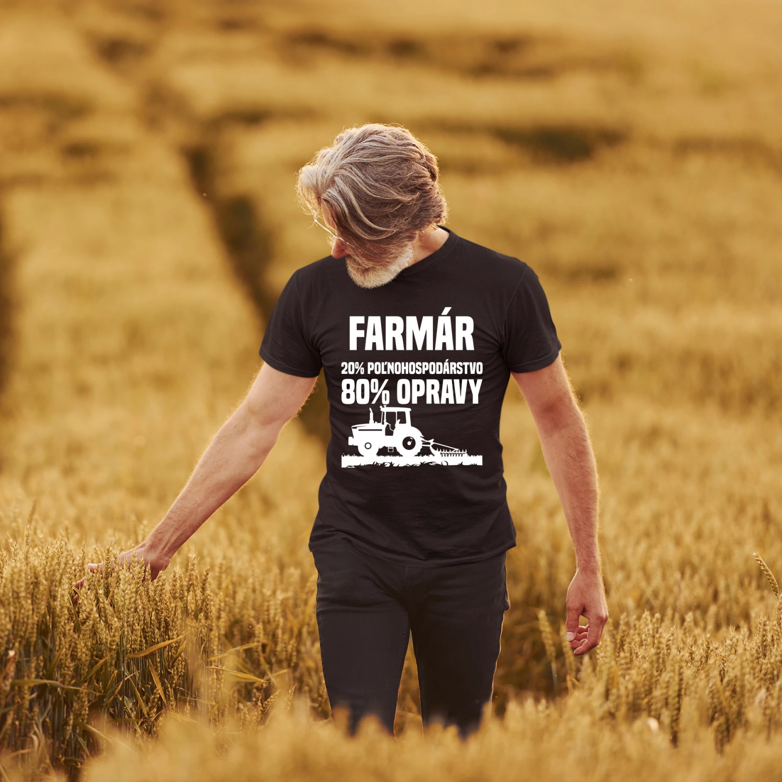 farmár - 20 % poľnohospodárstvo, 80 % opravy - pánske tričko s potlačou