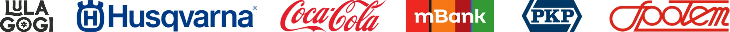 Logá zákazníkov: Lula Gogi, Husqvarna, Coca-Cola, mBank, PKP, Społem